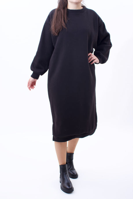 Oversized Sweatkleid Pulloverkleid Schwarz ONESIZE