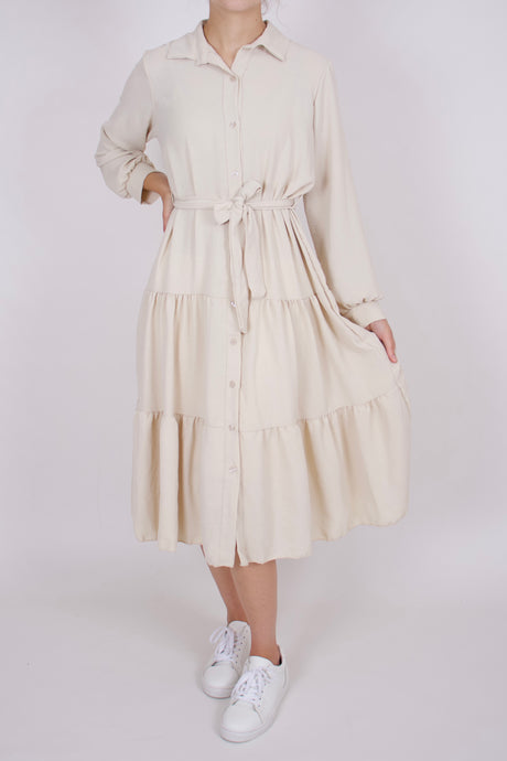 Blusenkleid Midi Beige