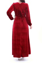 Laden Sie das Bild in den Galerie-Viewer, Festliches Samtkleid Maxikleid Wickelkleid Bordeaux ONESIZE