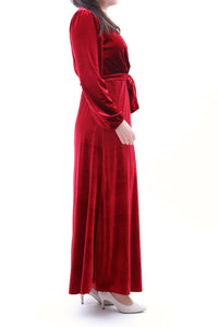 Festliches Samtkleid Maxikleid Wickelkleid Bordeaux ONESIZE